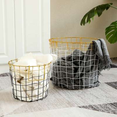 Wire Storage Baskets Farmhouse Decor Metal Wire Clothes Organizer Storage Bin Baskets with Handle for Kitchen Cabinets  Bathroom